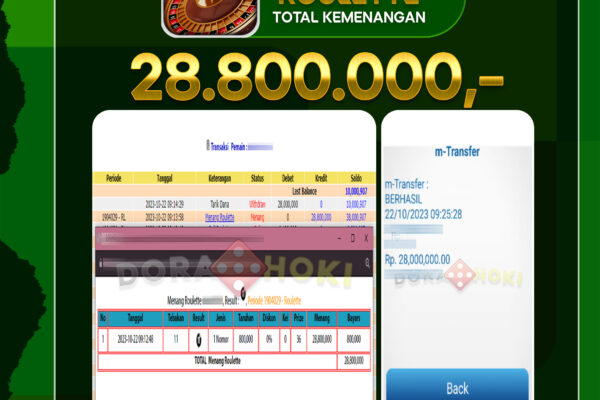 Livecasino Roulette Rp.28.800.000