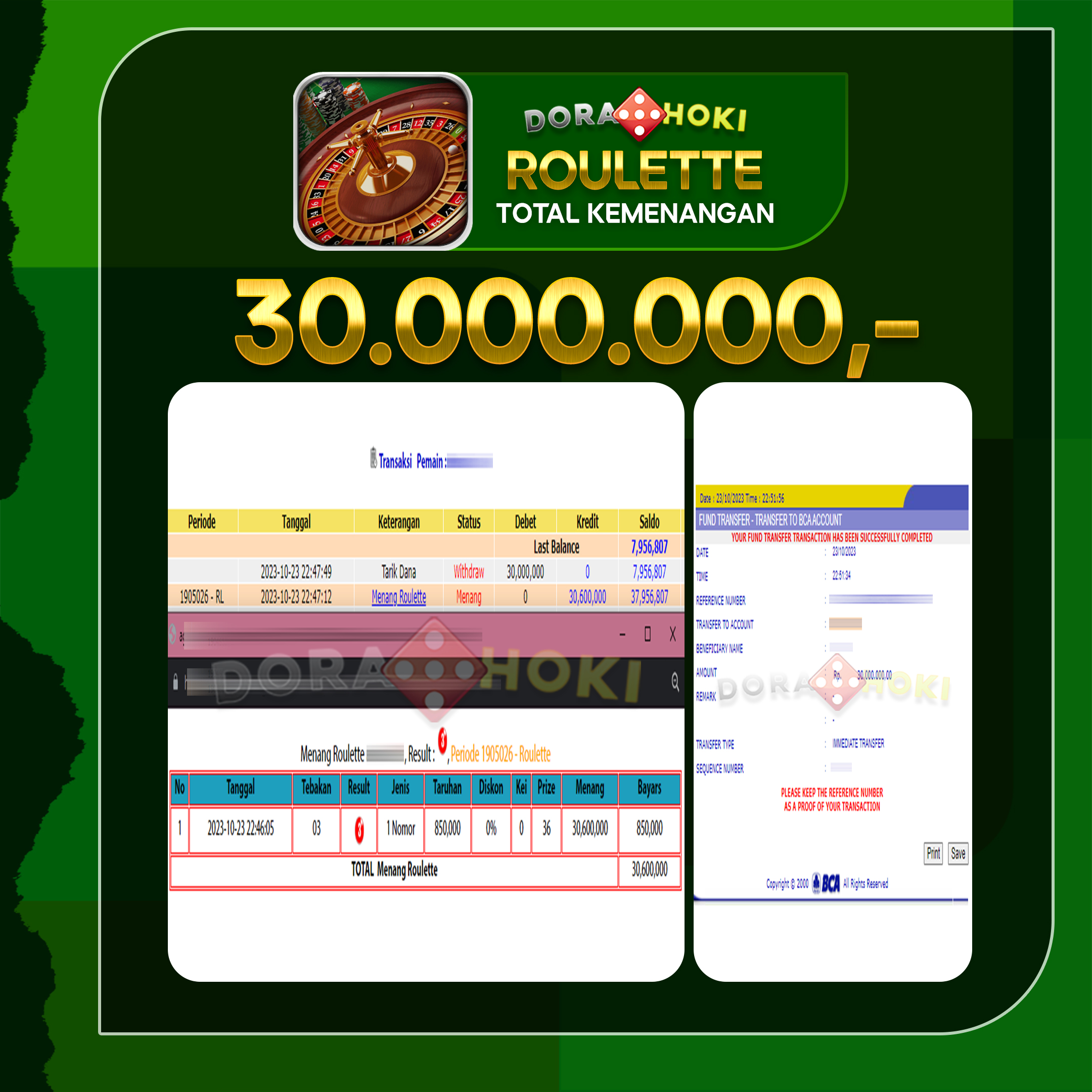 Livecasino Roulette Rp.30.000.000