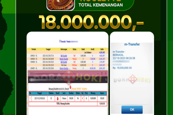 Livecasino Roulette Rp.18.000.000