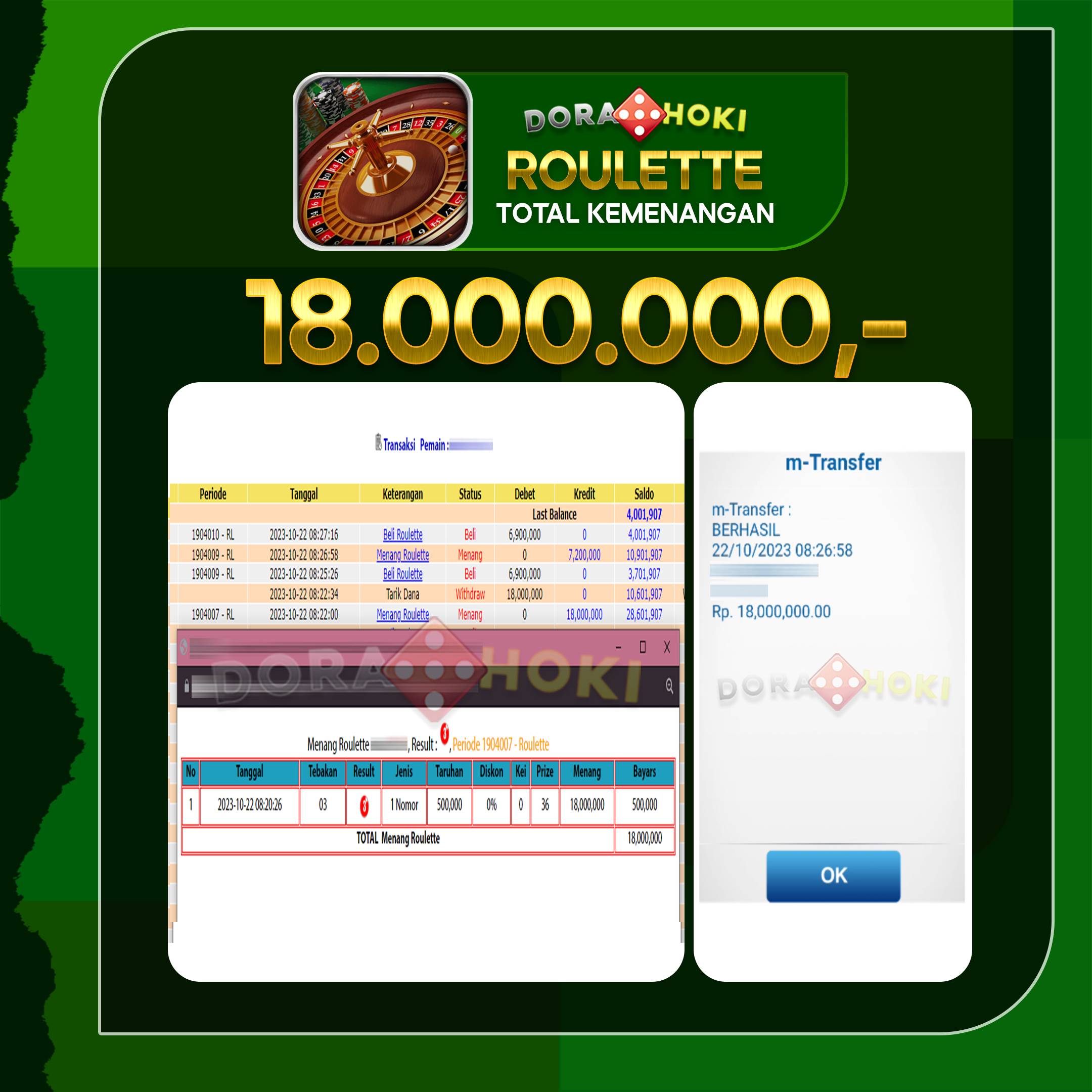 Livecasino Roulette Rp.18.000.000