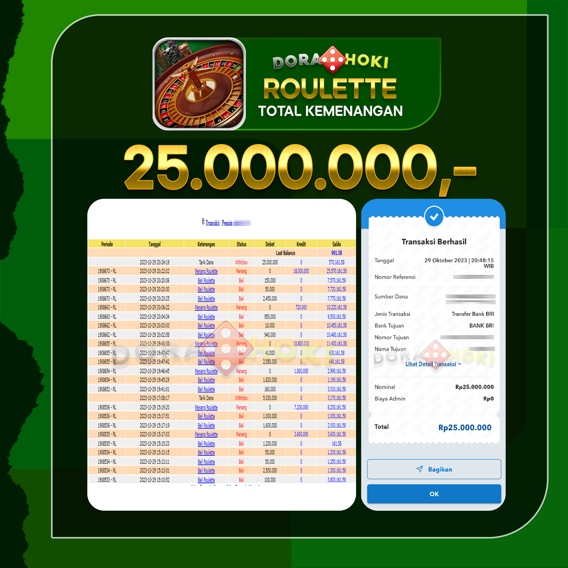 Livecasino Roulette Rp.25.000.000