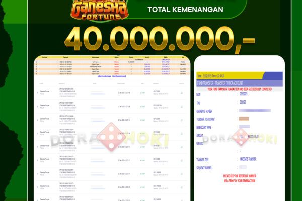 BUKTI JP Ganesha Fortune 40,000,000