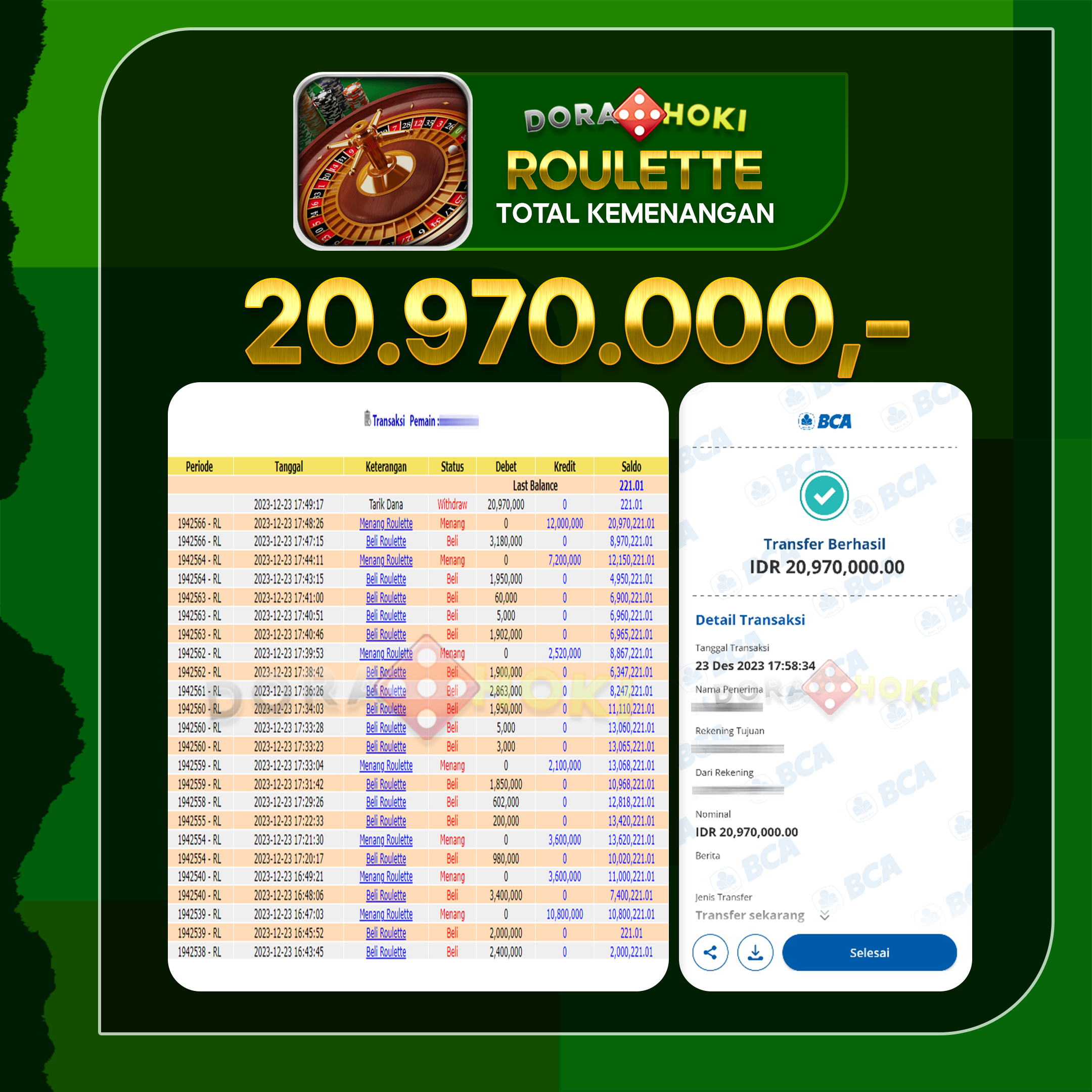 BUKTI JP LIVECASINO ROULETTE 20JTA