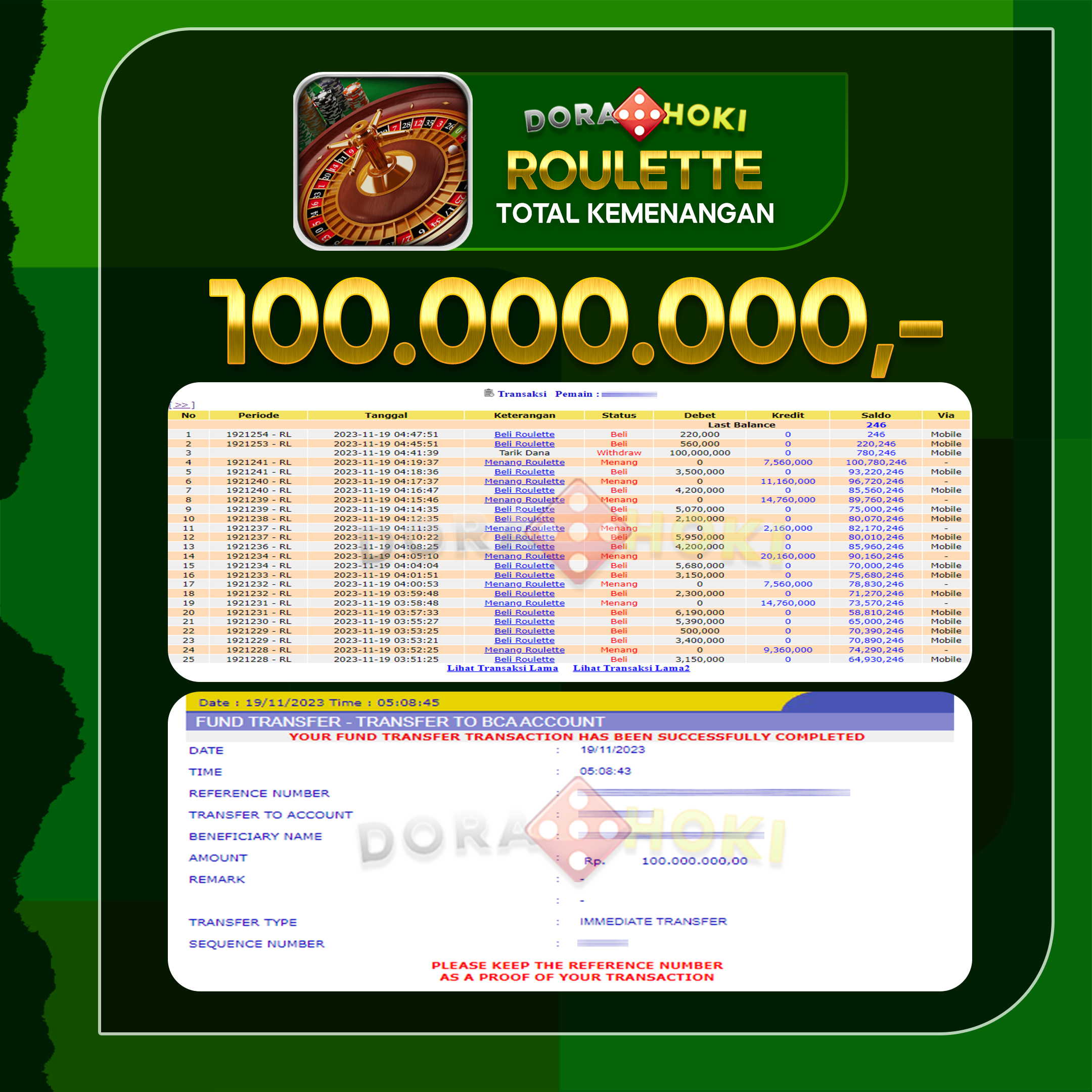 Livecasino Roulette Rp.100.000.000