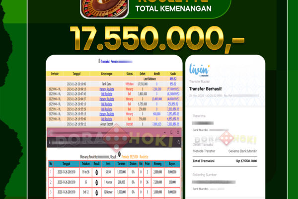 Livecasino Roulette Rp.17.550.000