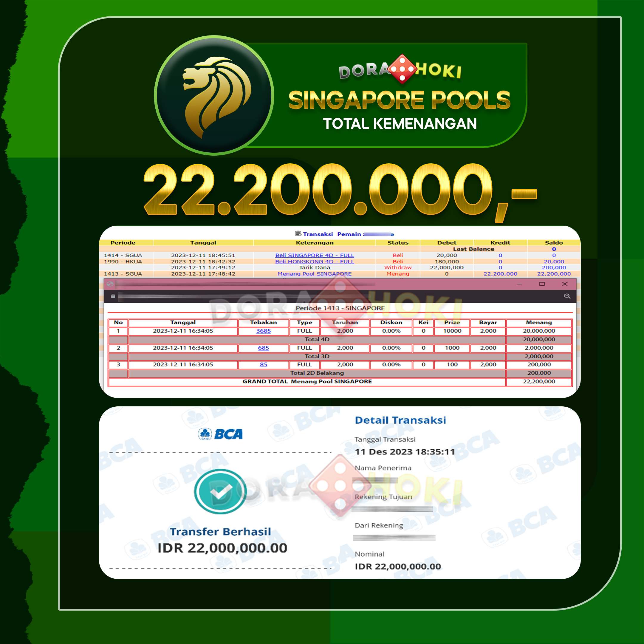 TOGEL SINGAPORE Rp.22.200.000