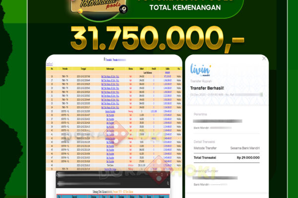 TOGEL TOTOMACAU Rp.31.750.000