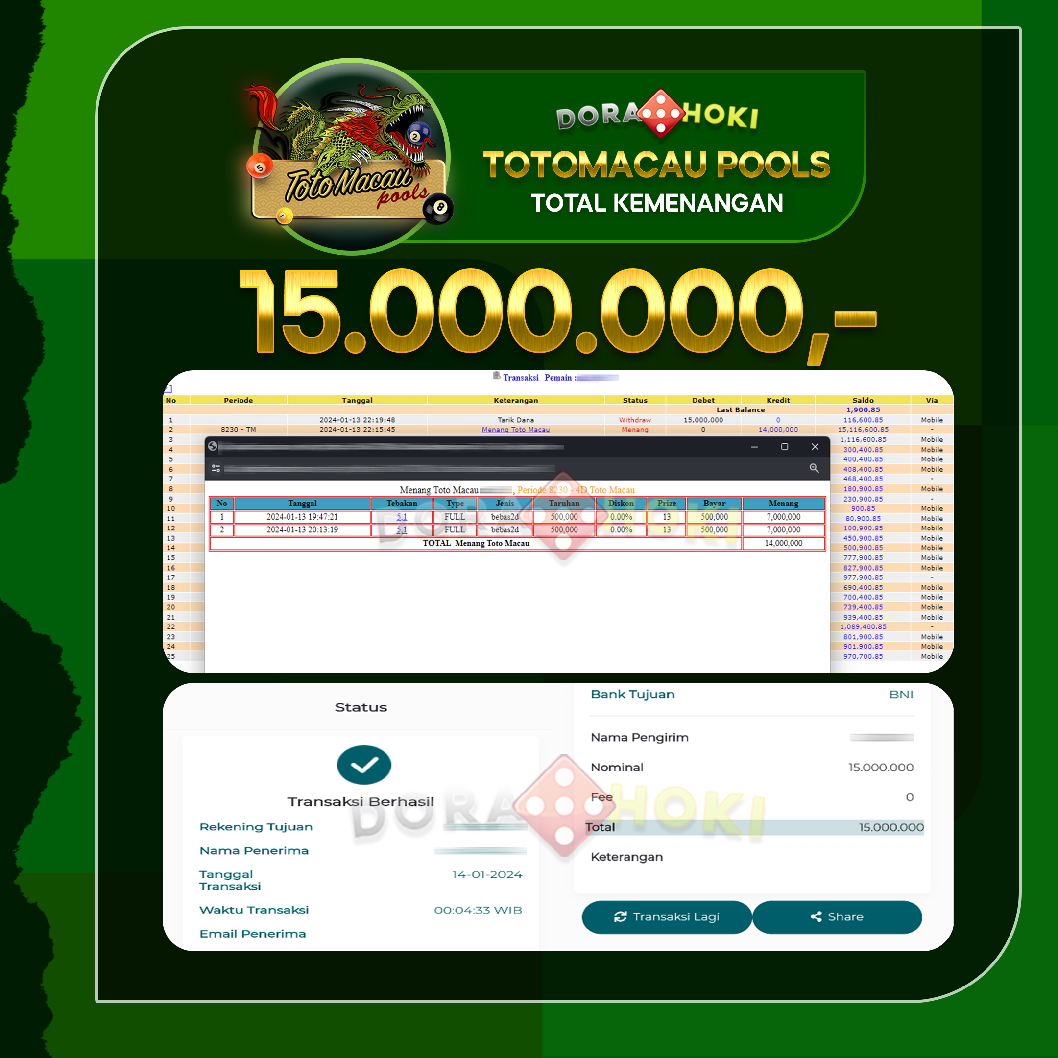 Togel Totomacau 4D Rp.15.000.000