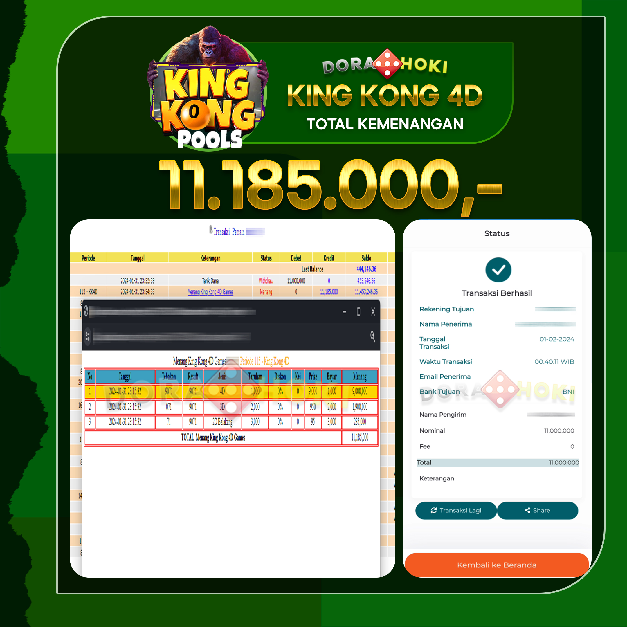 Togel King Kong 4d 11.000.000