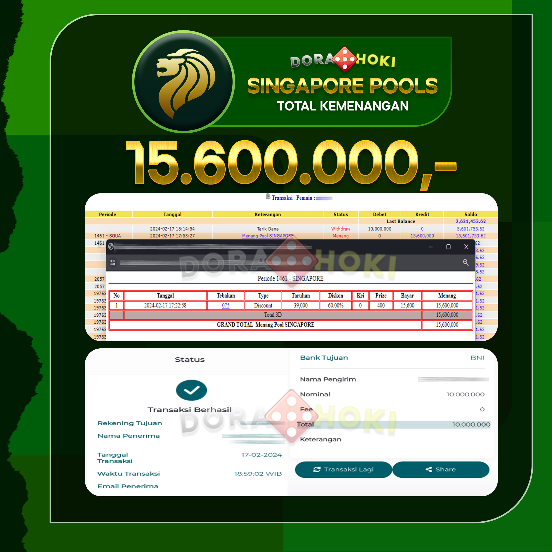 TOGEL SINGAPORE 15.600.000