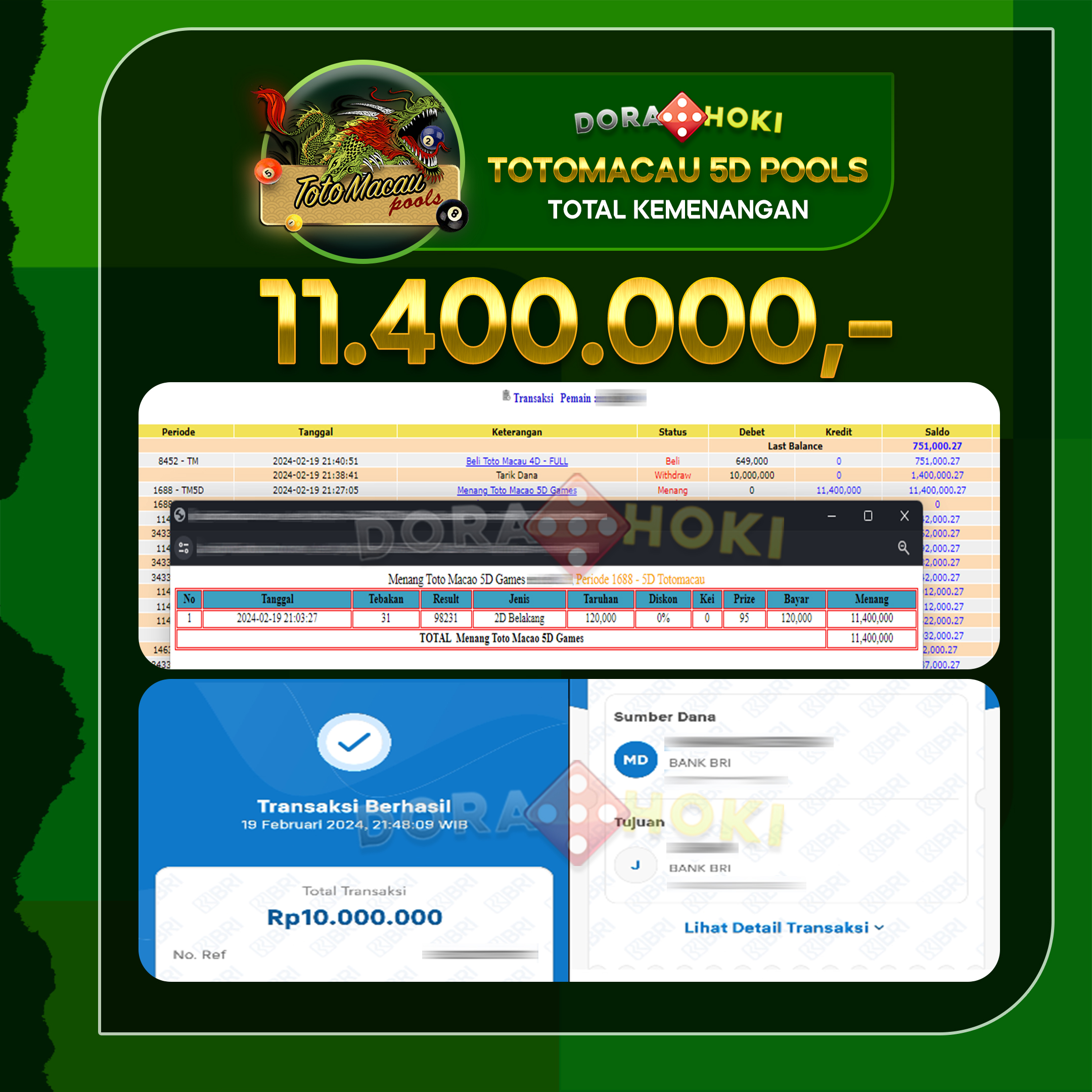 TOGEL Toto Macao 5D 10.400.000