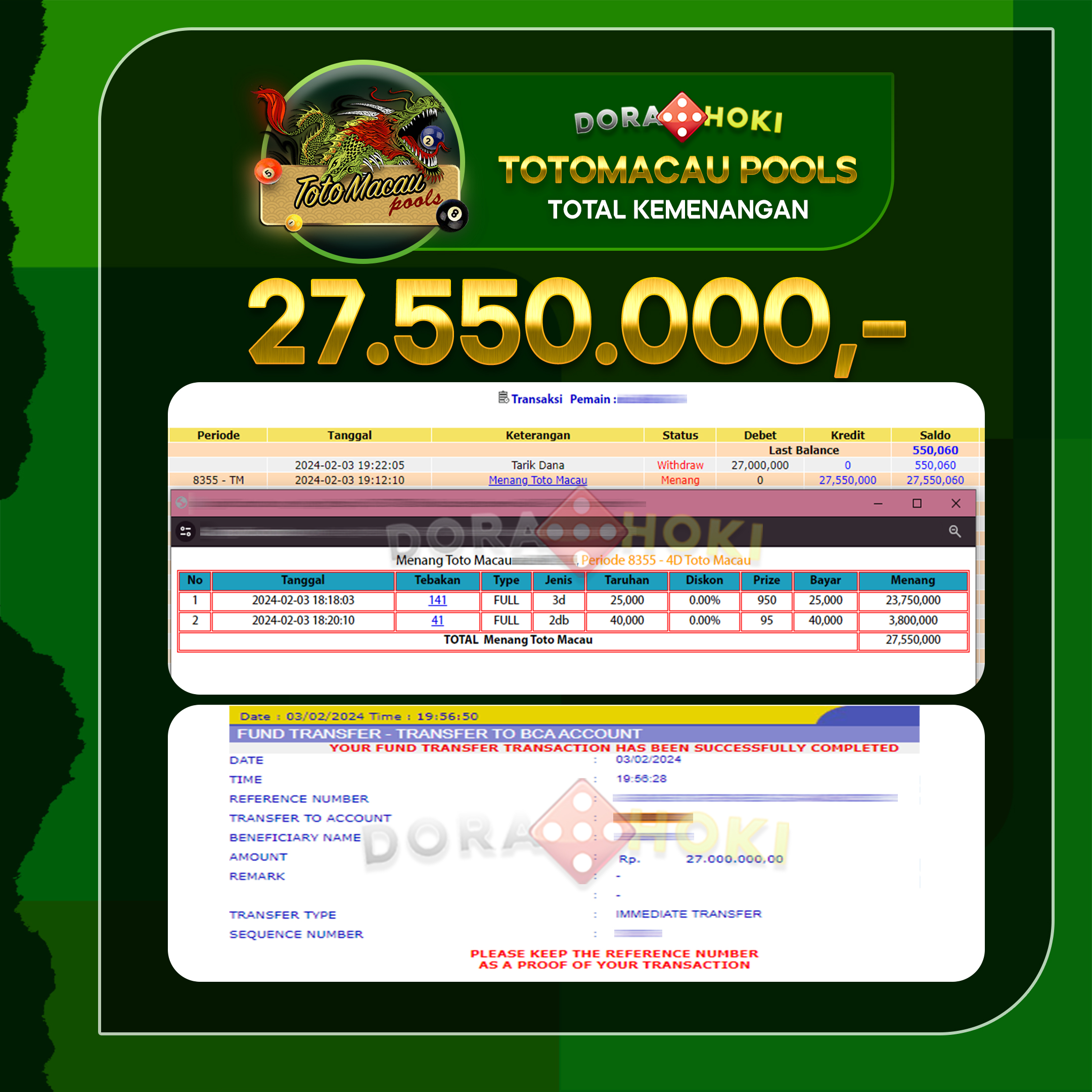 Togel Toto Macau 27.000.000