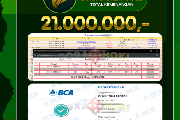 TOGEL SINGAPORE 21.000.000