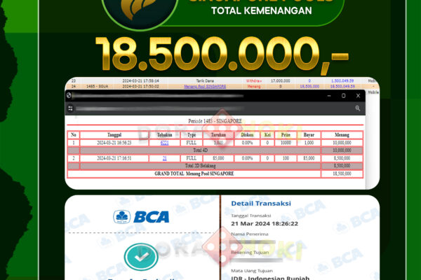 TOGEL SINGAPORE 18.500.000