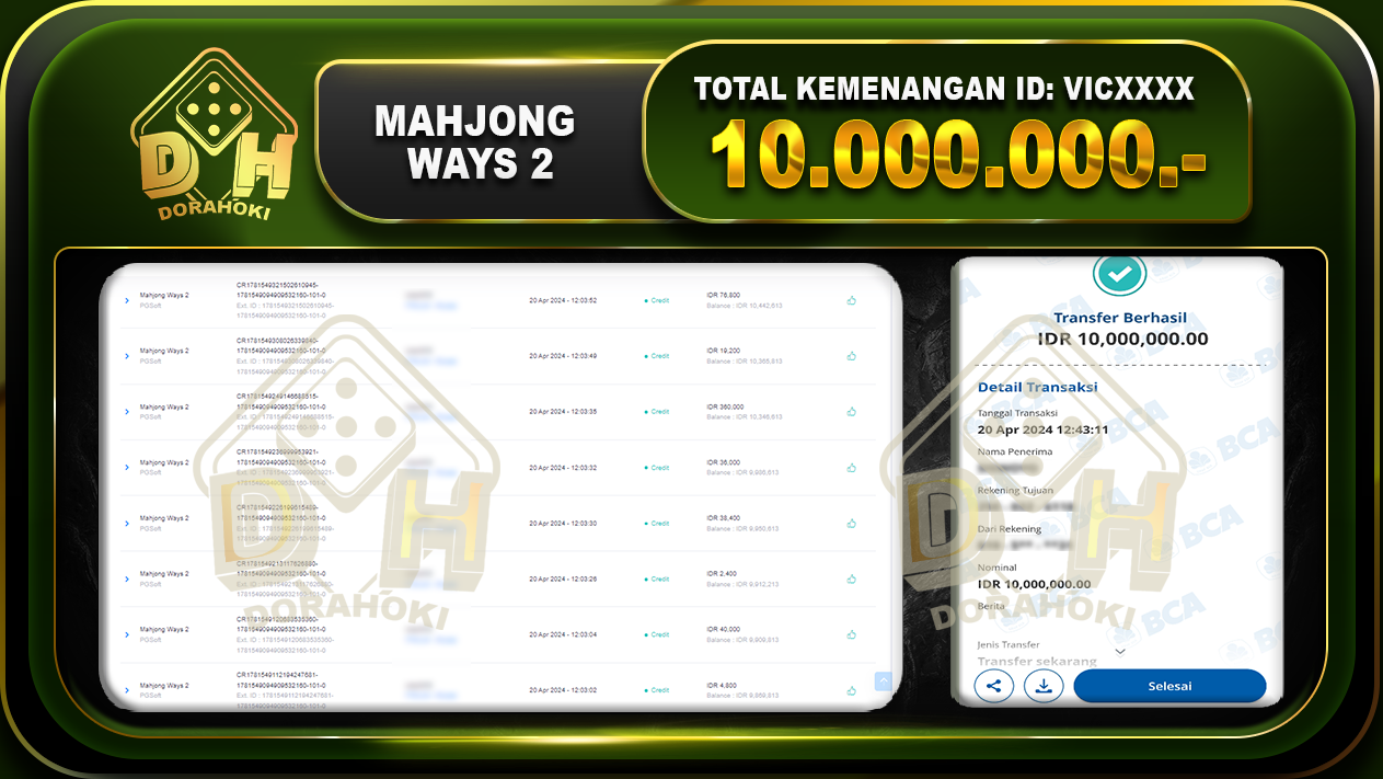 BUKTI JP MAHJONG WAYS2 10.000.000