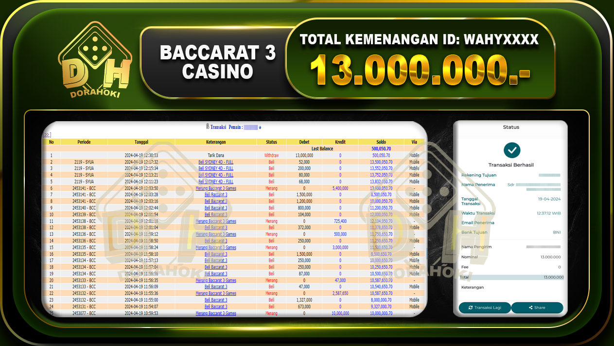 Baccarat 3 13.000.000