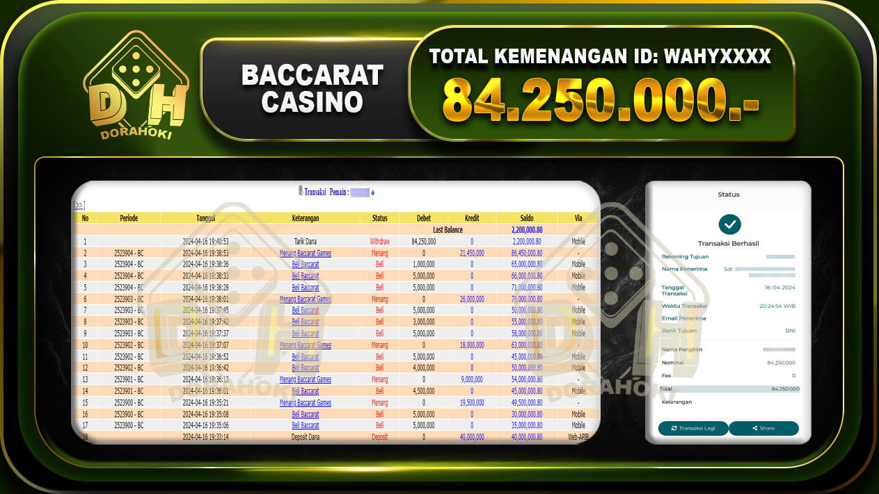 CASINO BACCARAT 84.250.000