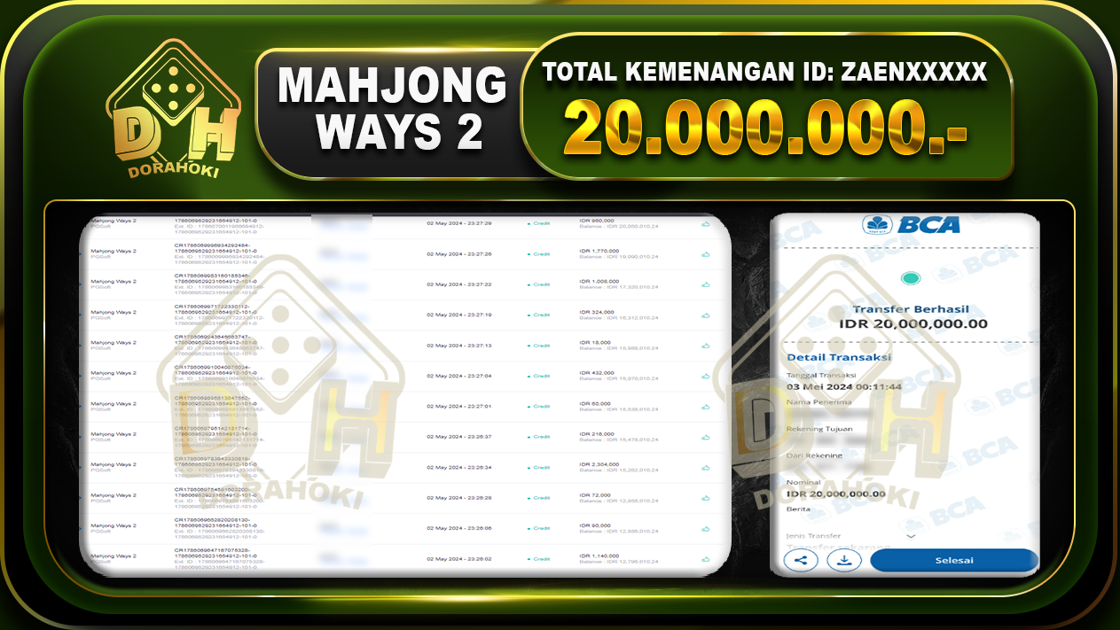 BUKTI JP MAHJONG WAYS2 20.000.000