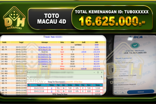 TOTO MACAU 4D 16.625.000