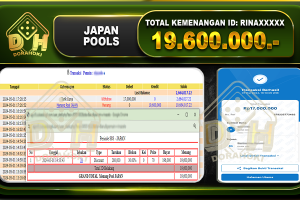 BUKTI JP DORAHOKI JAPAN 19.600.000