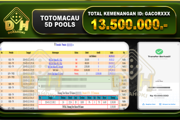 TOGEL TOTOMACAU 13.500.000