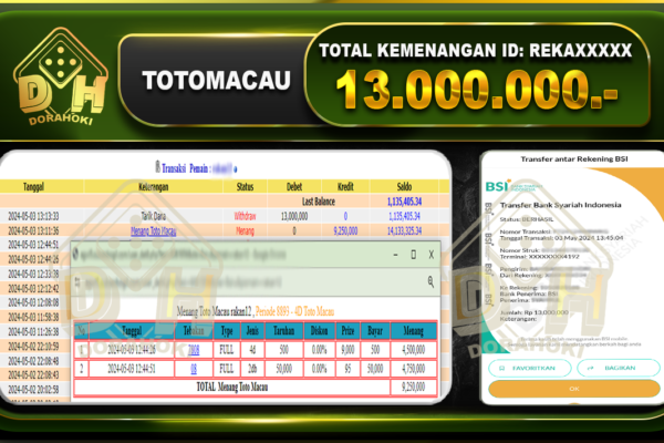 TOTO MACAU 13.000.000