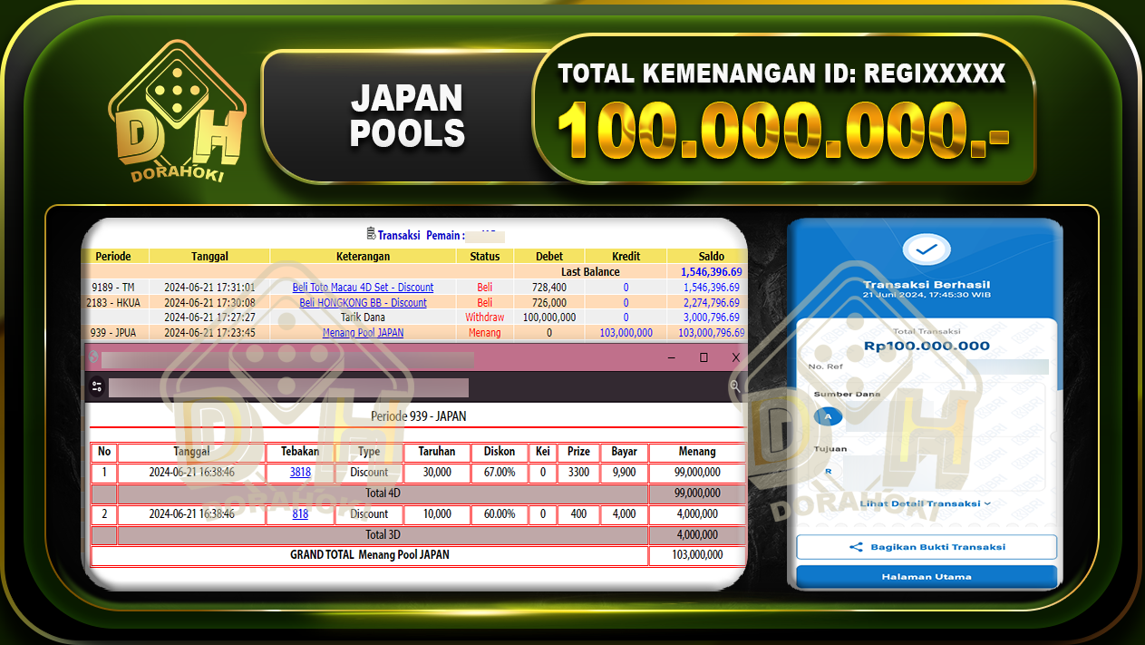 BUKTI JP DORAHOKI JAPAN 100.000.000