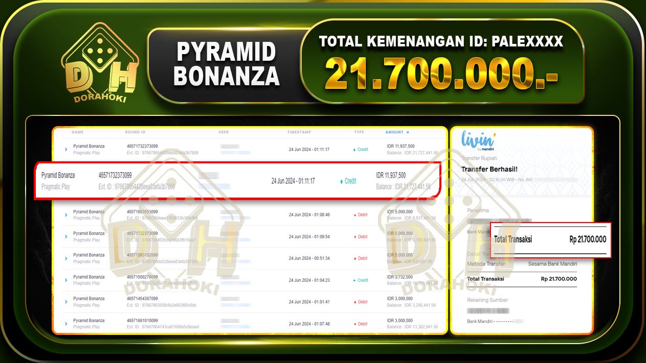 PYRAMID BONANZA Rp.21.700.000