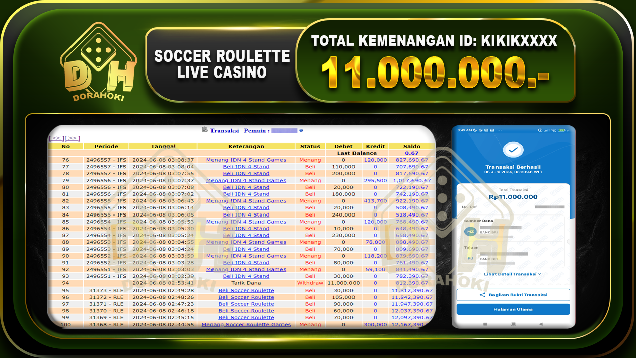 SOCCER ROULETTE Rp.11.000.000