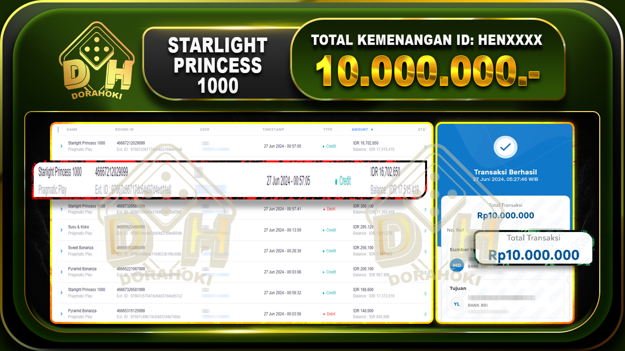 STARLIGHT PRINCESS 1000 Rp.10.000.000