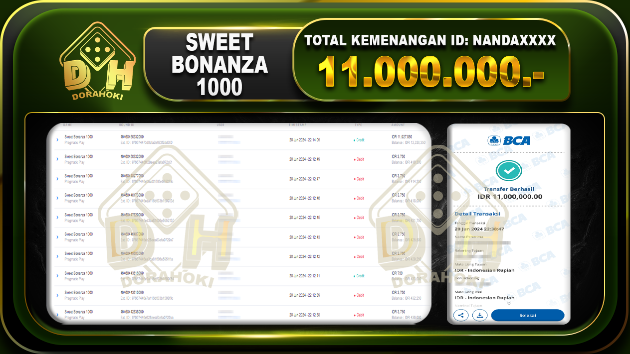 SWEET BONANZA 1000 Rp.11.000.000