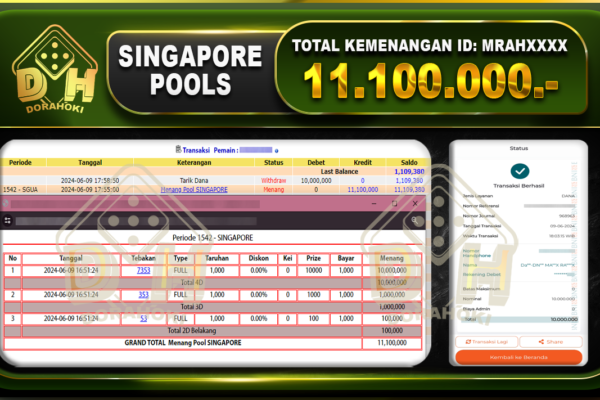 TOGEL SINGAPORE Rp.11.100.000