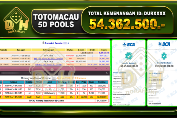 TOTOMACAU 5D Rp.54.362.500