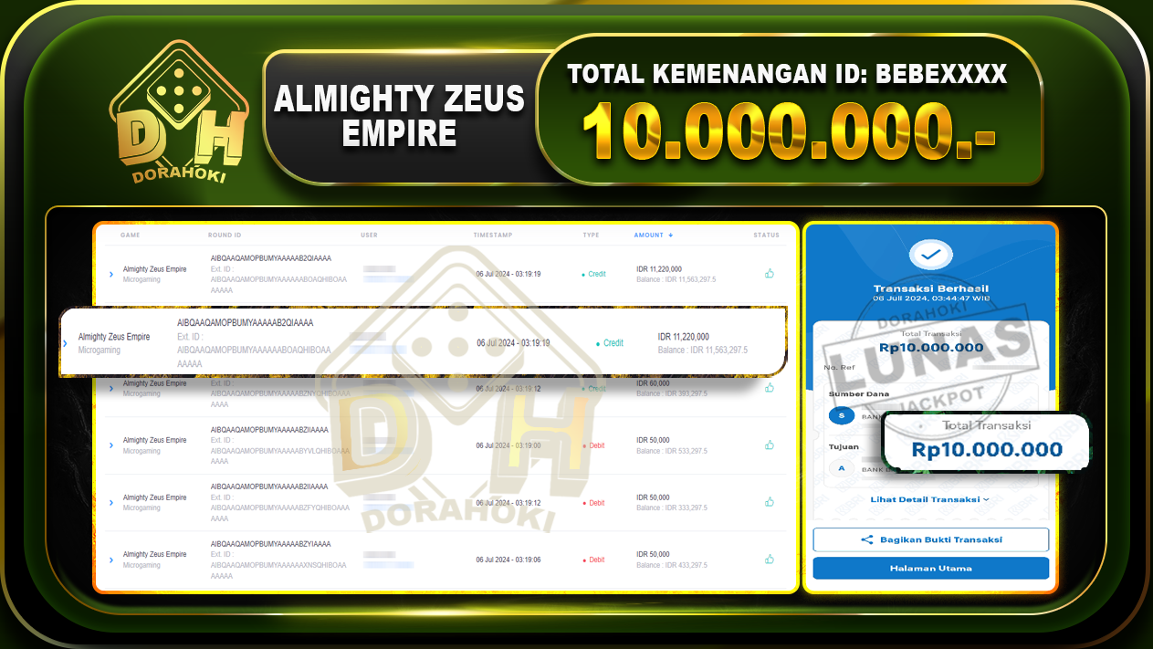 ALMIGHTY ZEUS EMPIRE Rp.10.000.000