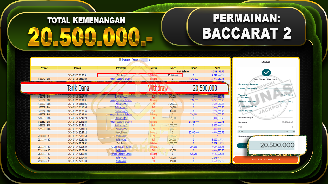 BACCARAT 2 Rp.20.500.000