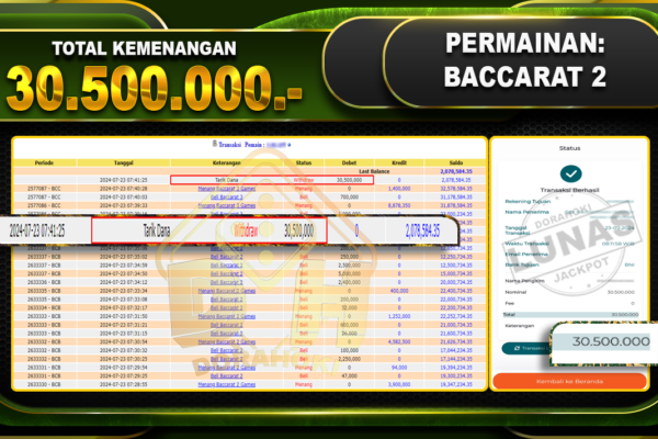 BACCARAT Rp.30.500.000