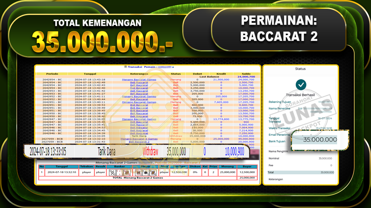 BACCARAT 2 Rp.35.000.000