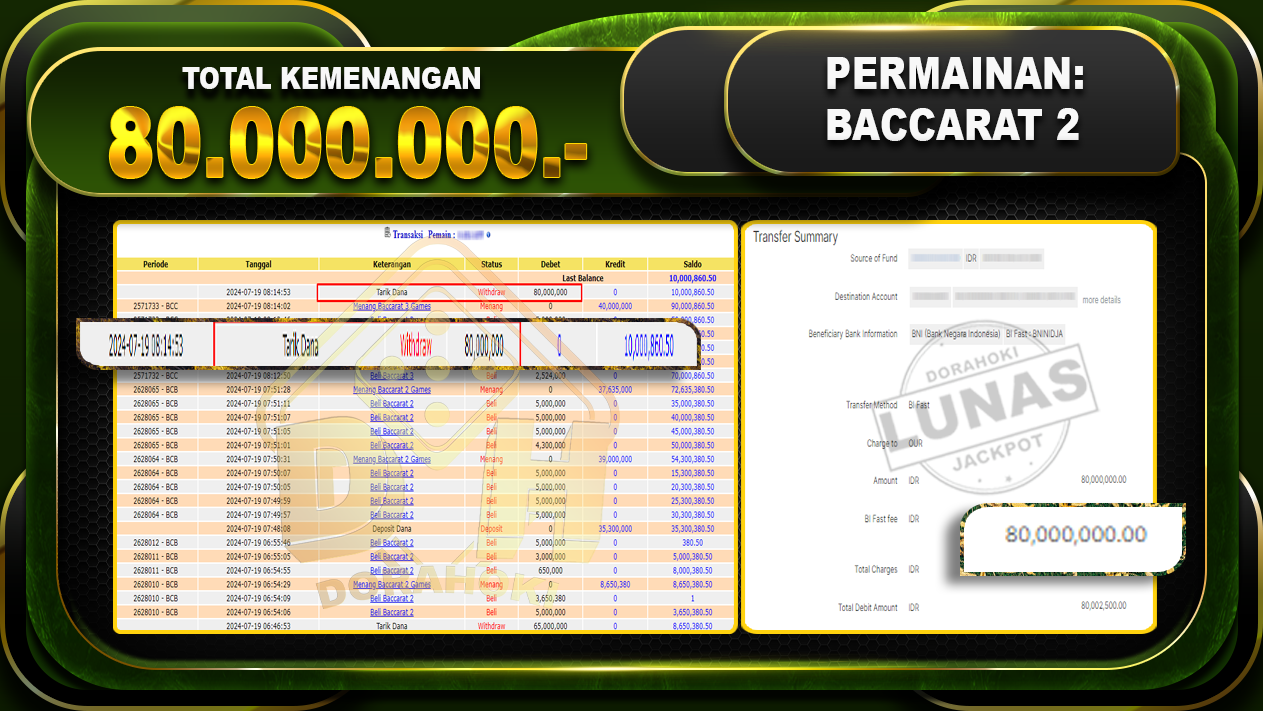 BACCARAT 2 Rp.80.000.000