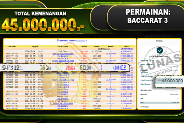 BACCARAT 3 Rp.45.000.000