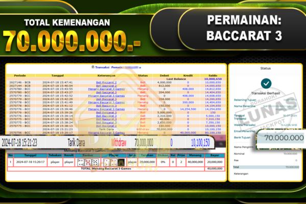 BACCARAT 3 Rp.70.000.000