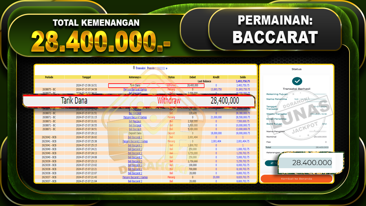 BACCARAT Rp.28.400.000