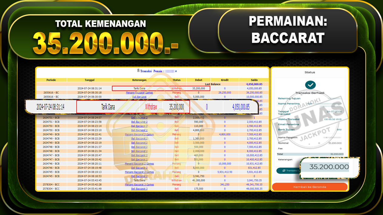 BACCARAT Rp.35.200.000