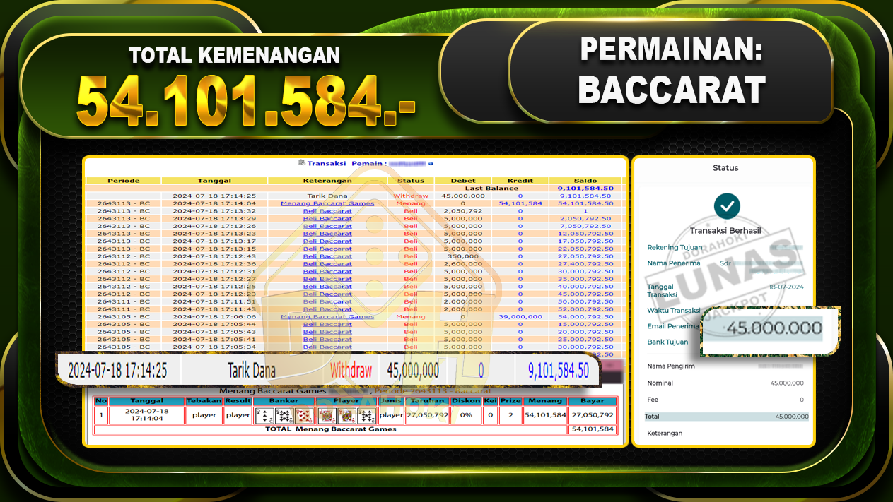 BACCARAT Rp.54.101.584