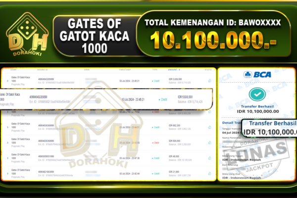 Bukti Jp GATES OF GATOT KACA 1000 Rp.10.100.000