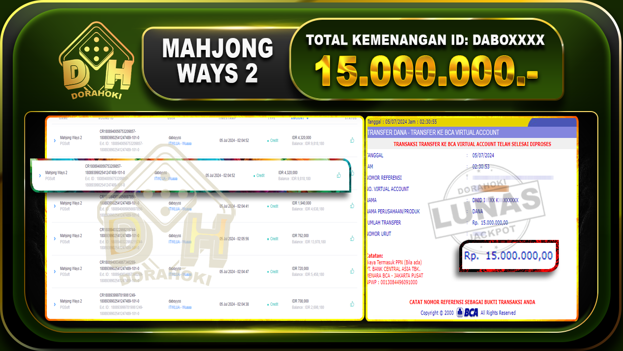 MAHJONG WAYS 2 Rp.15.000.000