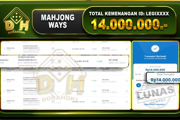 bukti jp MAHJONG WAYS Rp.14.000.000