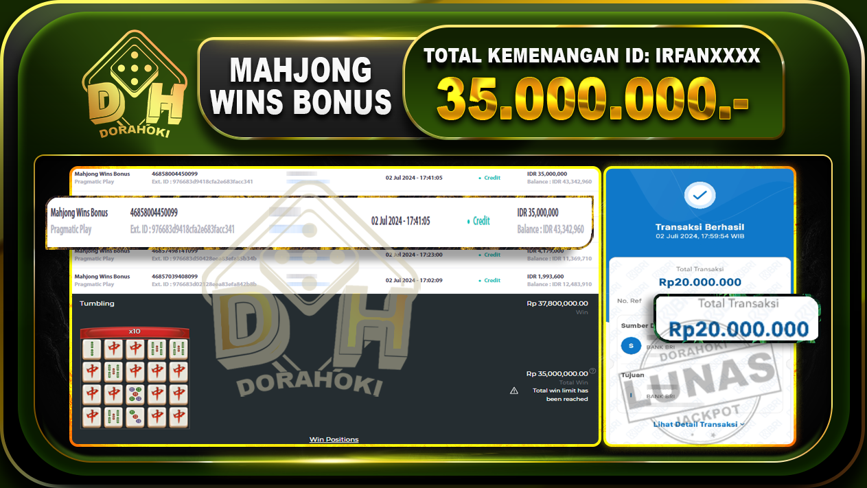 MAHJONG WINS BONUS Rp.35.000.000