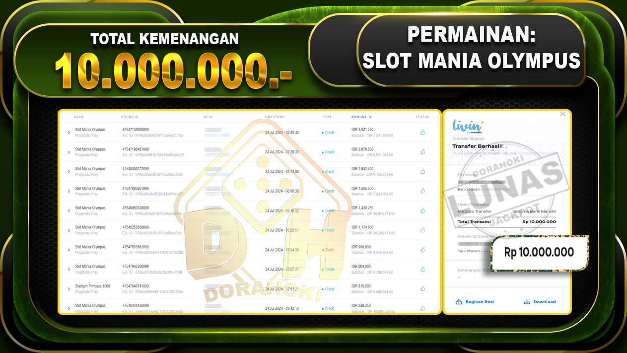 SLOT MANIA OLYMPUS Rp.10.000.000