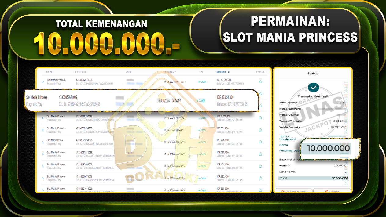 SLOT MANIA PRINCESS Rp.10.000.000