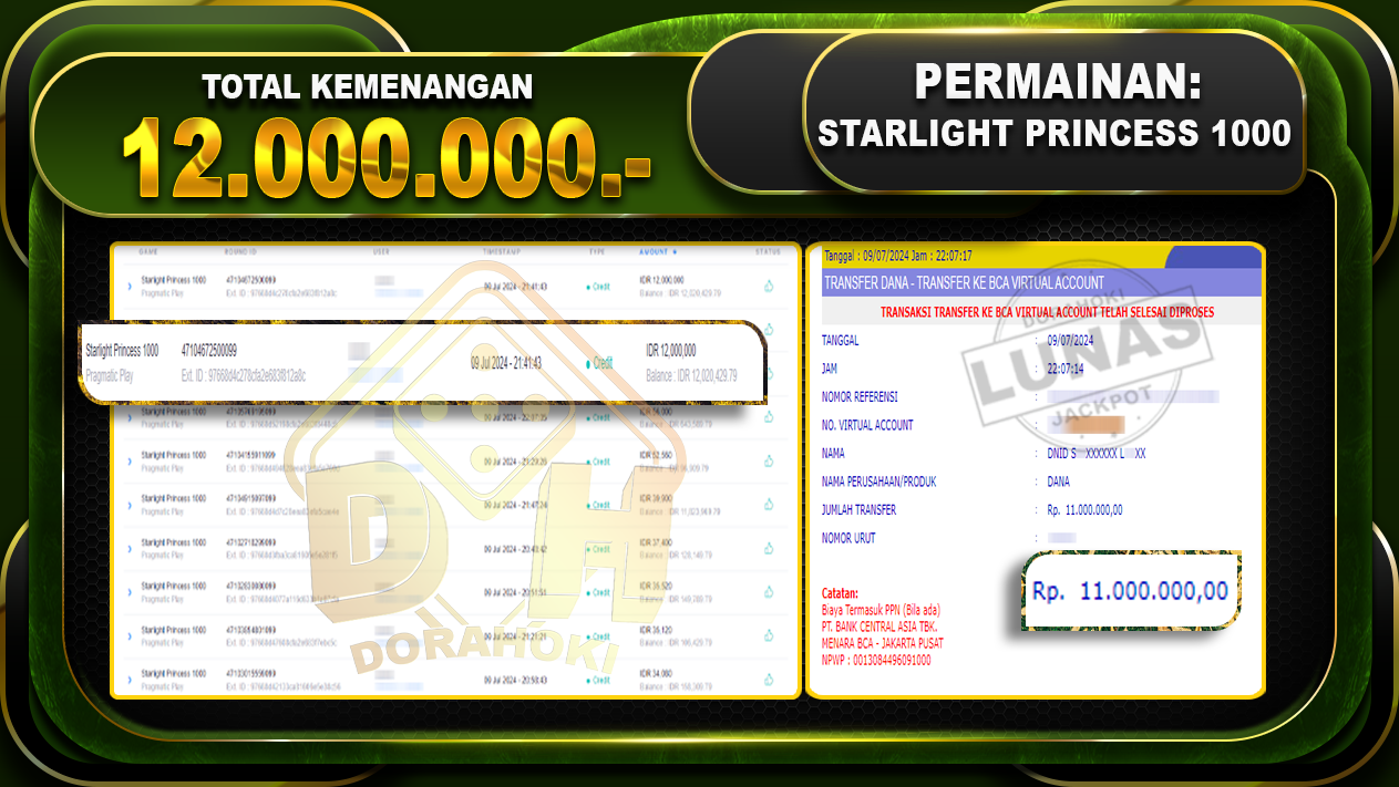 STARLIGHT PRINCESS 1000 Rp.12.000.000